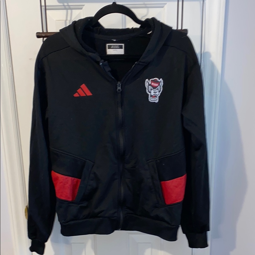 NC State Adidas zip front hoodie, pre-owned